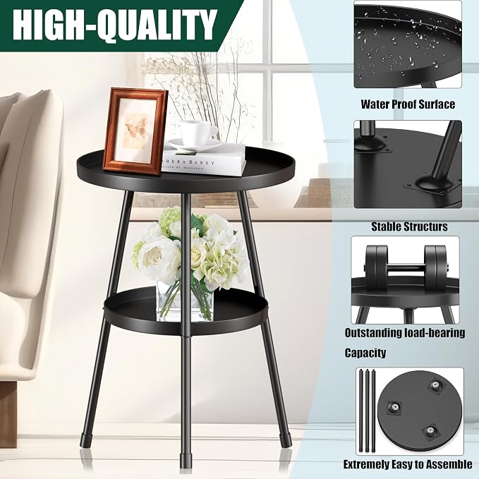 SYQ Round Metal Side Table Small End Table - Image 6