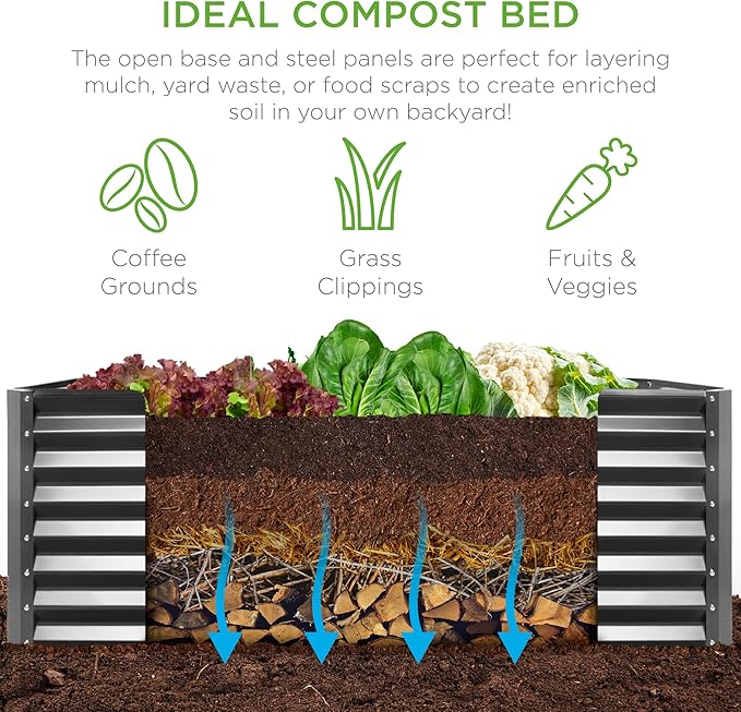 Best Choice Products 6x3x2ft Outdoor Metal Raised Garden Bed, Deep Root Box - Image 4