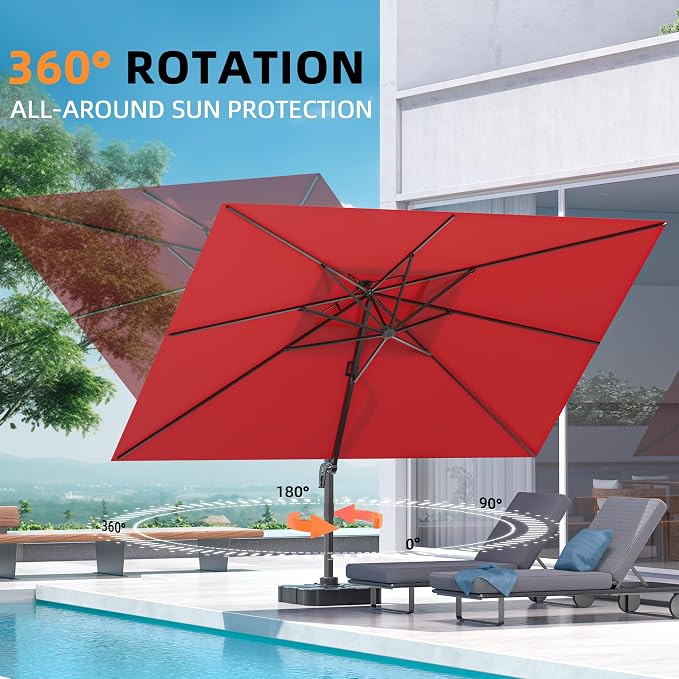 9' X 12' Cantilever Outdoor Patio Umbrellas Double Top Large Rectangle Umbrella - Image 5