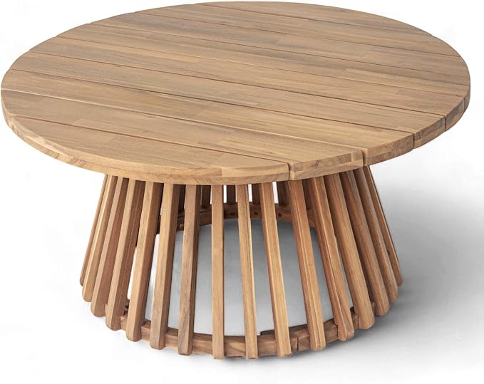 Merax Patio Outdoor Acacia Wood Round Coffee Table - Image 3