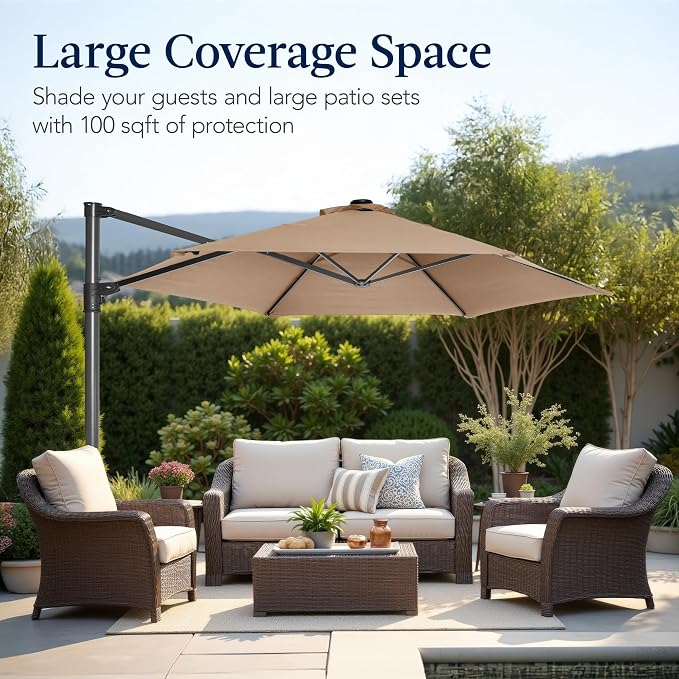 Best Choice Products 10ft Offset Cantilever Hanging Market Patio Umbrella - Image 4
