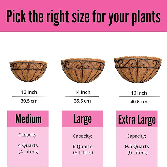 LaLaGreen 16 Inch Wall Mounted Flower Baskets, 4 Pack, Large Railing Planter - Image 4