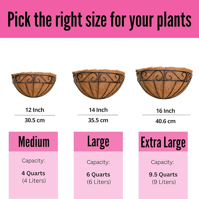 LaLaGreen Wall Hanging Planters, 4 Pack, 12 Inch Balcony Flower Baskets - Image 4