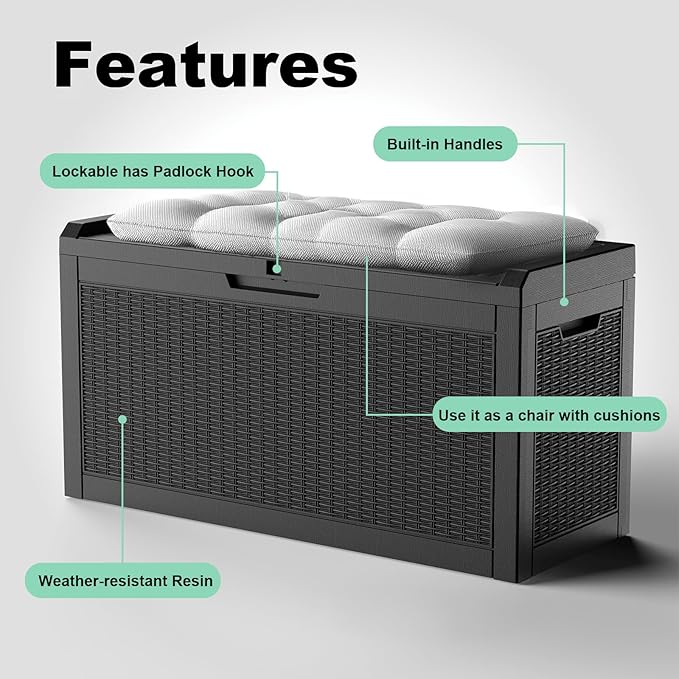 ROJIK Outdoor Storage Housing Deck Box, Waterproof Patio Furniture, Garden Tools - Image 4