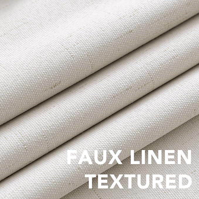 H.VERSAILTEX 100% Blackout Curtains Ivory, Linen Blackout Curtains 96 inch - Image 4