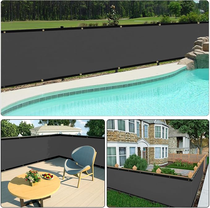 UPGRADE Privacy Fence Screen 6'x13' Dark Grey Outdoor 90% Visibility Blockage - Image 6