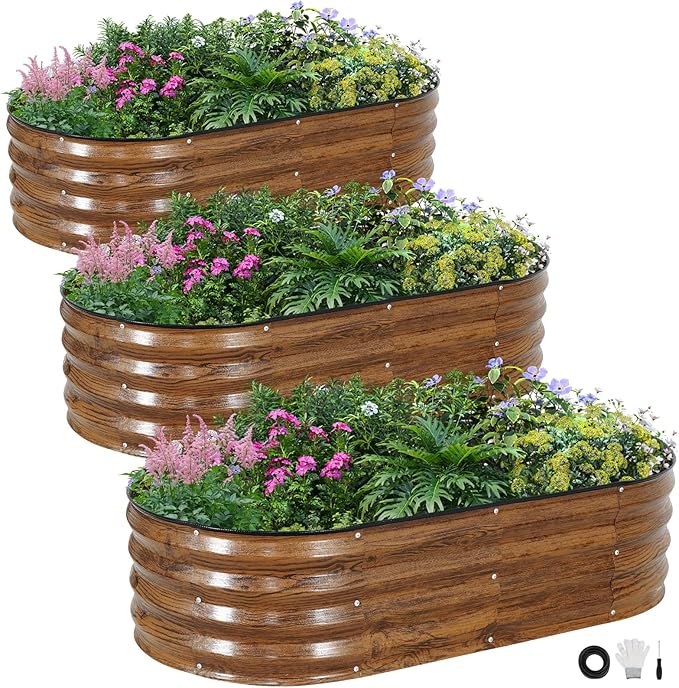 INNO STAGE 3Pcs Galvanized Raised Garden Bed Kit, Outdoor Metal Raised Garden by INNOSTAGE