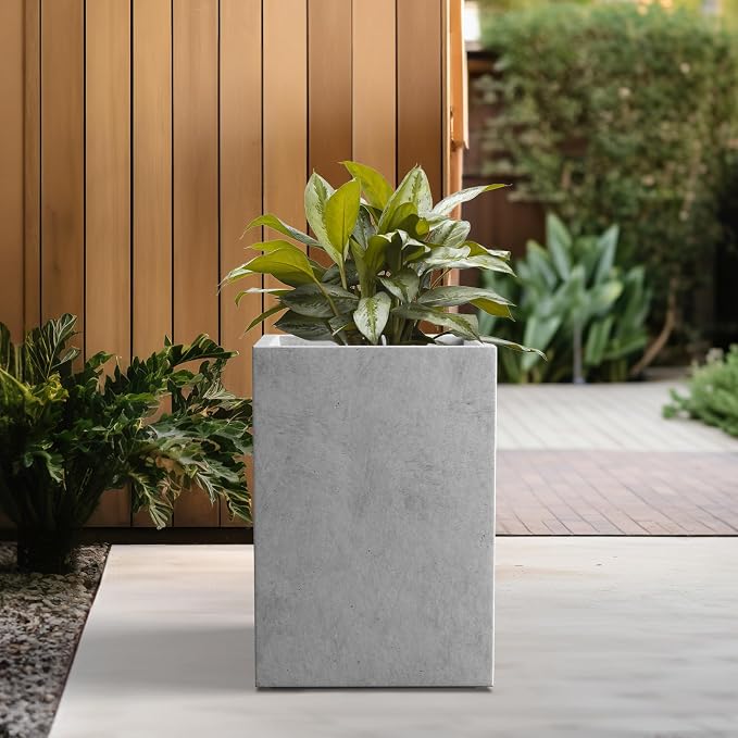 Kante 15.7" H Tall Rectangular Concrete Planters, Outdoor Indoor Lightweight - Image 4