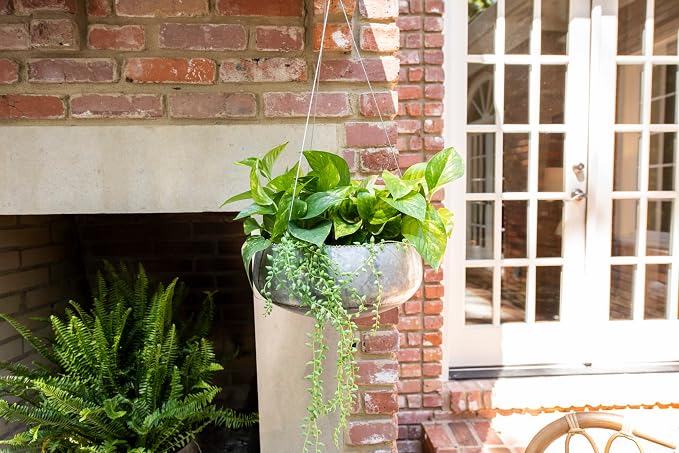 Creative Co-Op Grey & Gold Hanging Iron Planter - Image 3