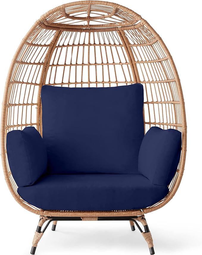 Best Choice Products Wicker Egg Chair, Oversized Indoor Outdoor Lounger by BestChoiceProducts