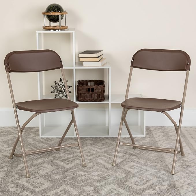 Flash Furniture Hercules Series Plastic Folding Chair Brown - Image 2