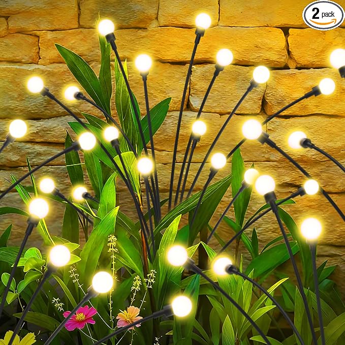 ALSO GO Solar Lights Outdoor, 2 Pack 16 LEDs Firefly Lights, Waterproof Solar by ALSOGO