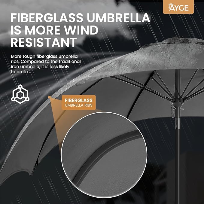 Ayge 9FT Large Outdoor Patio Umbrella Market Table Umbrella-UV Resistant - Image 2