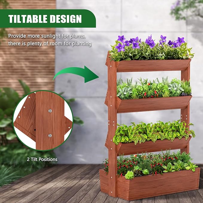 Wooden Vertical Raised Garden Bed, 4 Tier Garden Planters Raised Beds - Image 3