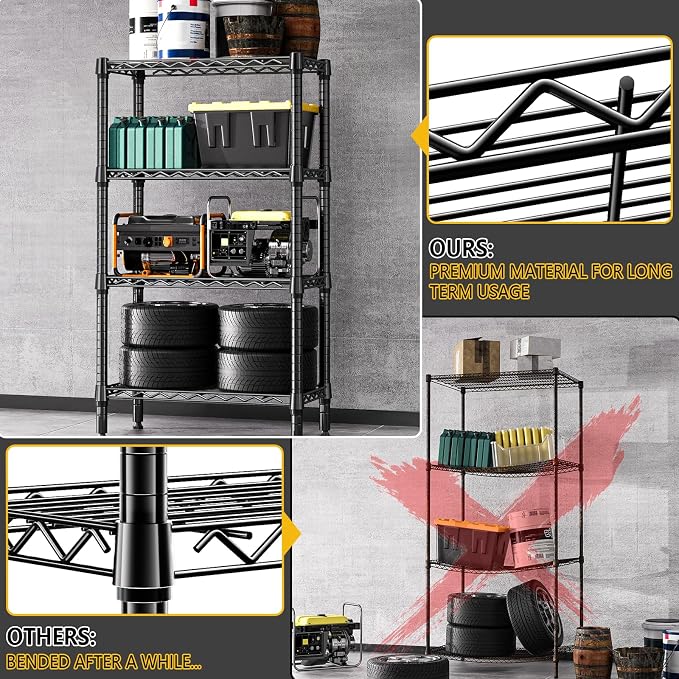 1000 lbs 4 Tier Shelf Metal Storage Shelves Wire Rack Closet Organizers - Image 5