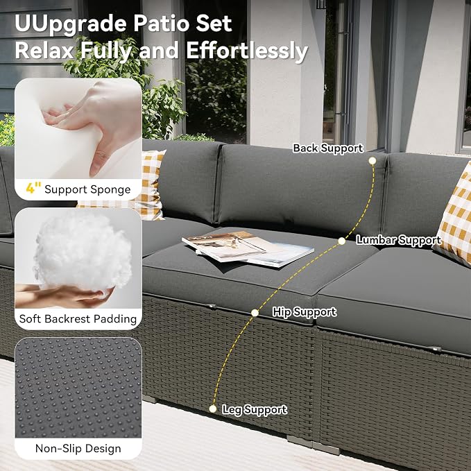 Aoxun Patio Furniture Set, 7 Piece Outdoor Sectional Sofas - Image 2