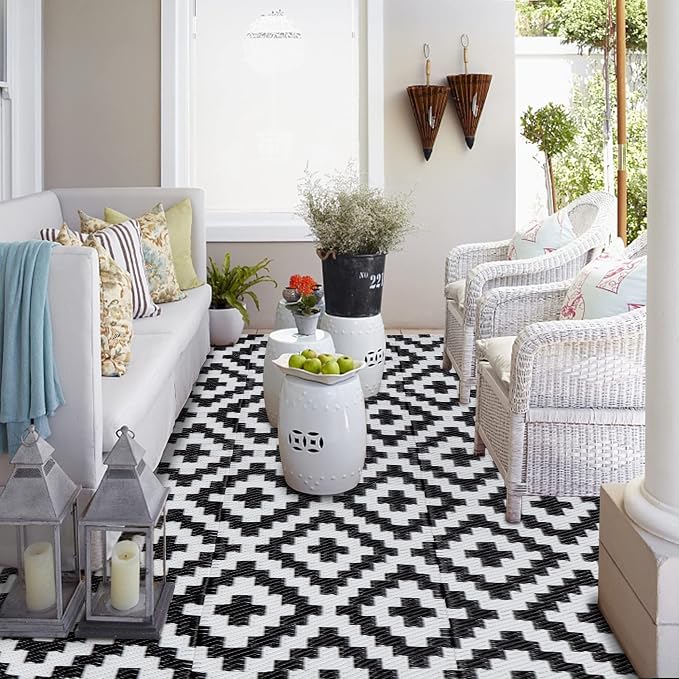 SAND MINE Waterproof Outdoor Rug 4x6 ft, Plastic Reversible Rug, Modern Area Rug - Image 5