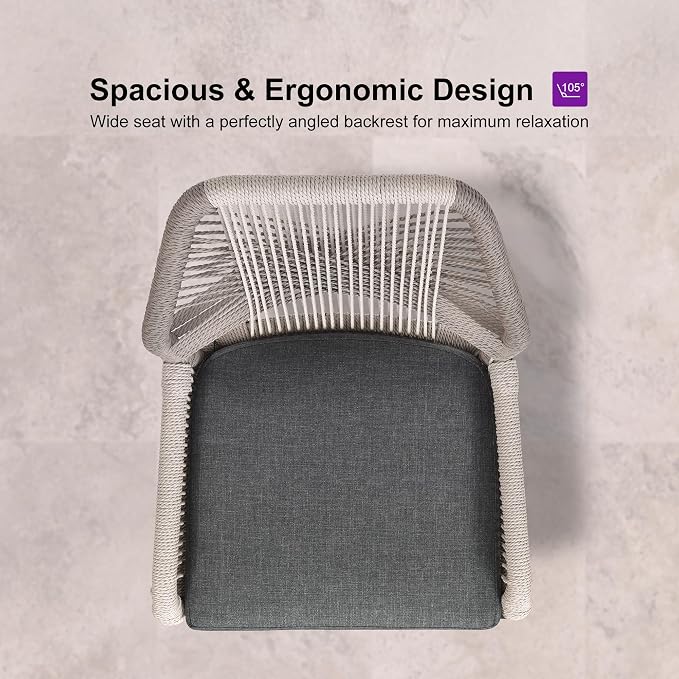 PURPLE LEAF Patio Bar Stool Counter Height Set of 2 Outdoor Rattan Chairs - Image 4