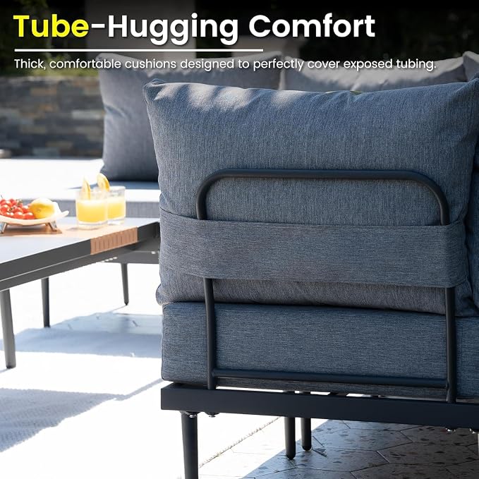 Sundale 5 Pieces Outdoor Patio Furniture Set, Metal Sectional Sofa Patio - Image 5