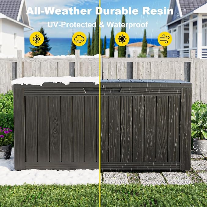 ROJIK Outdoor Storage Box with Wheels – 85 Gallon Mobile Waterproof Resin Deck - Image 6