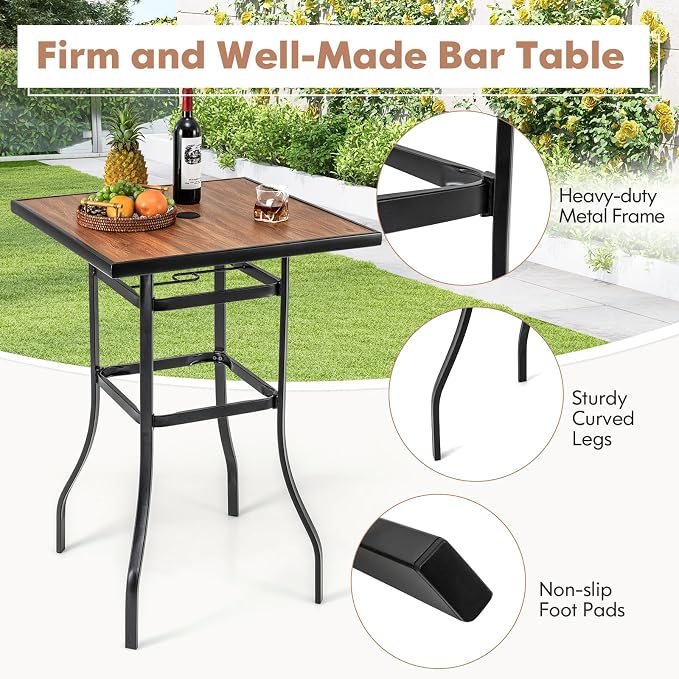 Tangkula 27.5 Inch Patio Bar Table, Outdoor Bar Height Table - Image 8