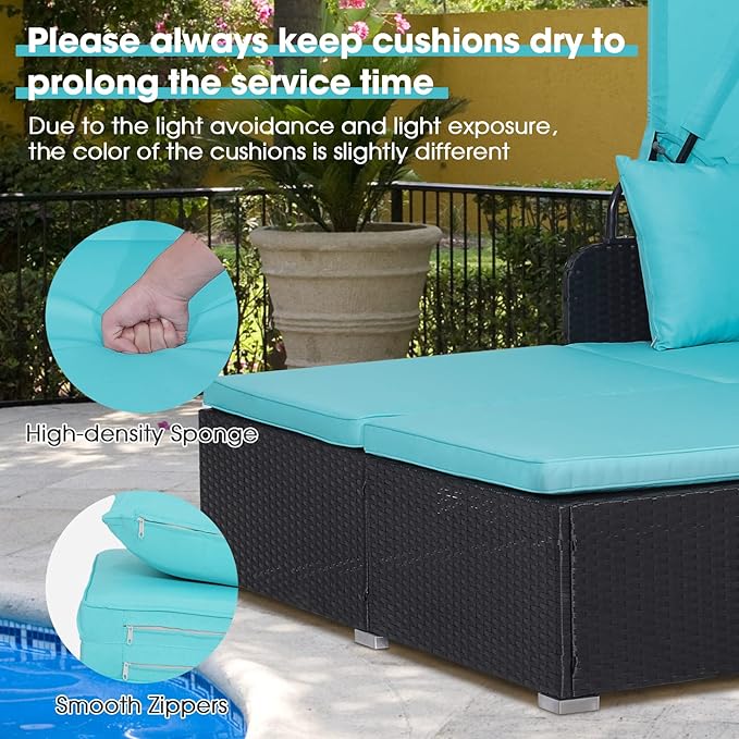 ORALNER Outdoor Daybed, 2-Person Wicker Patio Sofa - Image 5