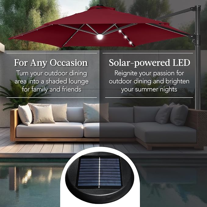 Best Choice Products 10ft Solar LED Offset Cantilever Hanging Market Patio - Image 4