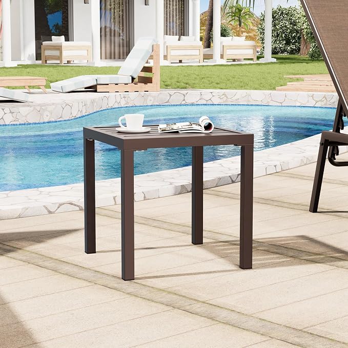 Crestlive Products Outdoor Side Table, Small Square Metal End Table Easy - Image 2