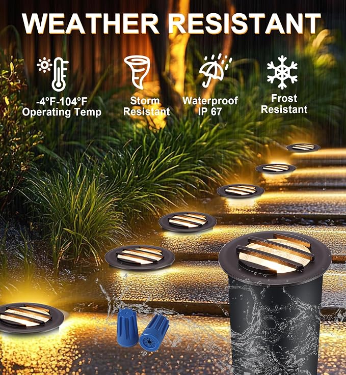 CLOUDY BAY 9W Low Voltage Landscape Lights, LED Well Lights, Grated Top - Image 8