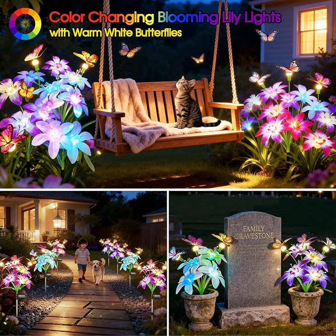 Garpar Solar Flowers Lights Outdoor Waterproof, Upgraded 8 Pack Solar Garden - Image 4