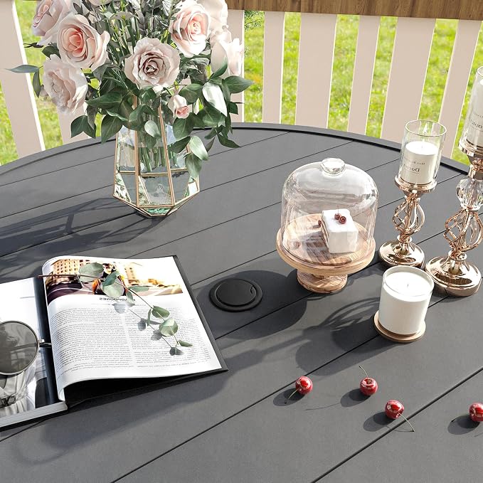 VICLLAX Patio Dining Set for 8, Outdoor Furniture Set Includes 53" Round Patio - Image 4