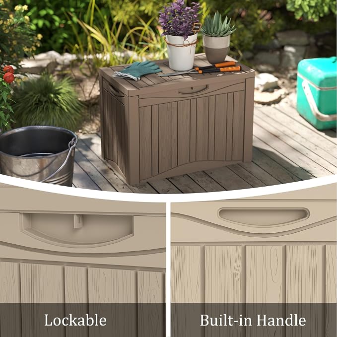 TARKARI 50 Gallon Lockable Resin Deck Box, Waterproof & UV-Resistant Outdoor - Image 5