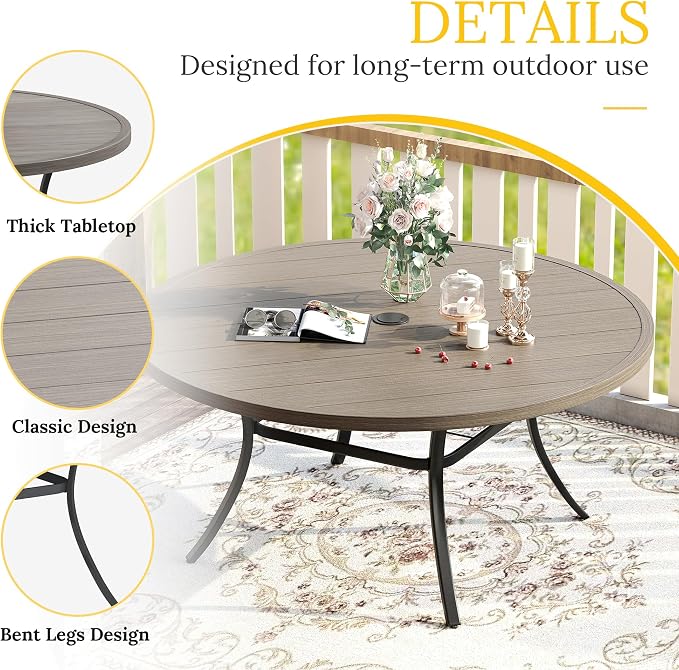 VICLLAX 63" Outdoor Round Patio Table - Image 4