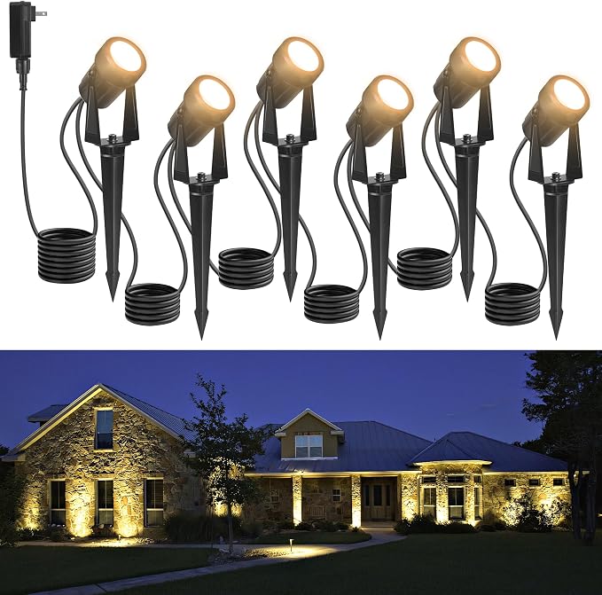 Outdoor Landscape lighting Low Voltage, 65.6FT Wired LED Spot light by NEWKAZ