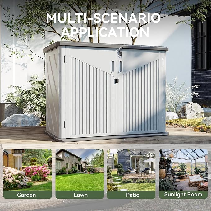 Aoxun 35 Cu.Ft Outdoor Storage Shed, Waterproof Horizontal Resin Cabinet - Image 7