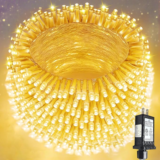 Extra-Long 300LED Christmas Lights Outdoor Indoor, Upgraded Warm White String by SANJICHA