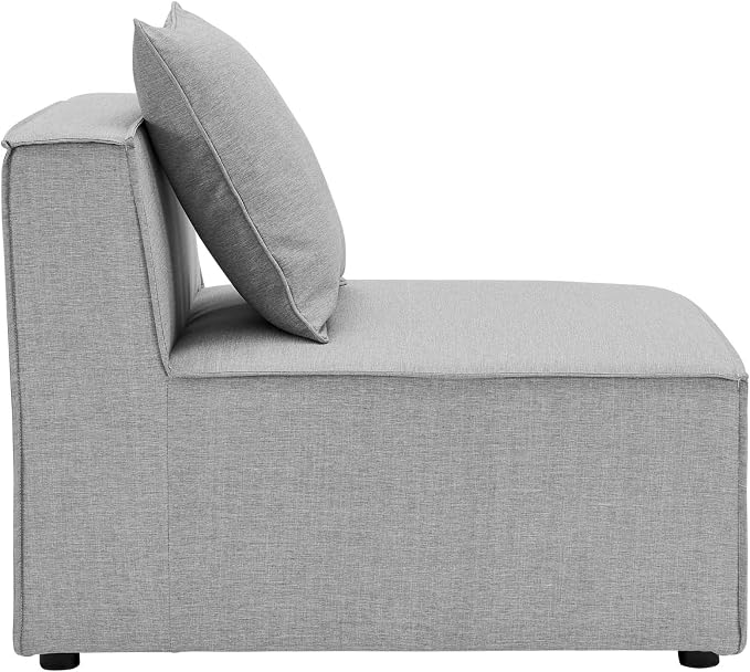 Modway Saybrook Outdoor Patio Upholstered Sectional Sofa Armless Chair in Gray - Image 4