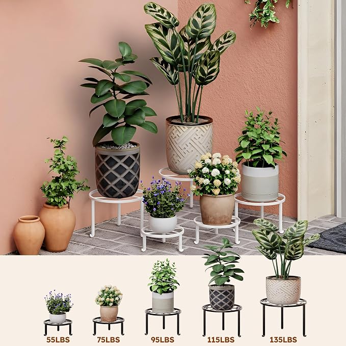 5 Pack Metal Plant Stand Indoor Outdoor Low Corner Plant Stand Heavy Duty - Image 3