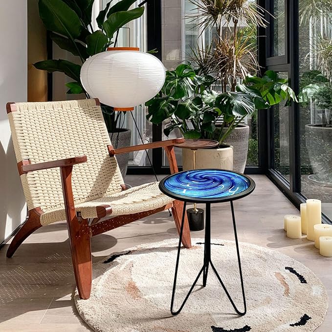LIFFY Patio Side Table, Small Round End Table, Metal Side Table Outdoor - Image 4