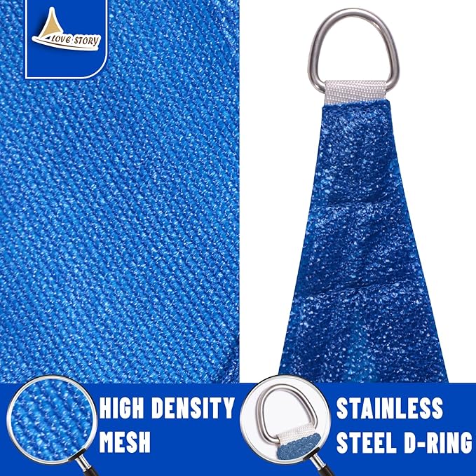 LOVE STORY 10' x 10' x 10' Triangle Blue Sun Shade Sail Canopy UV Block - Image 5