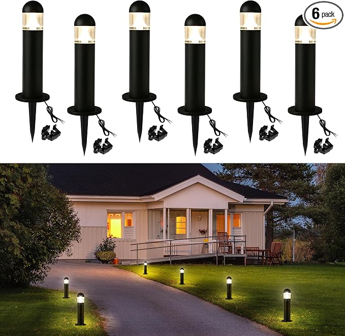6 Pack Low Voltage Landscape Pathway Lights, 12V LED Bollard Light IP67 by MOON-DE-AGE