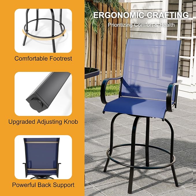 5 Piece Outdoor High Top Bar Set, 5 Pieces Outdoor Swivel Bar Set - Image 7
