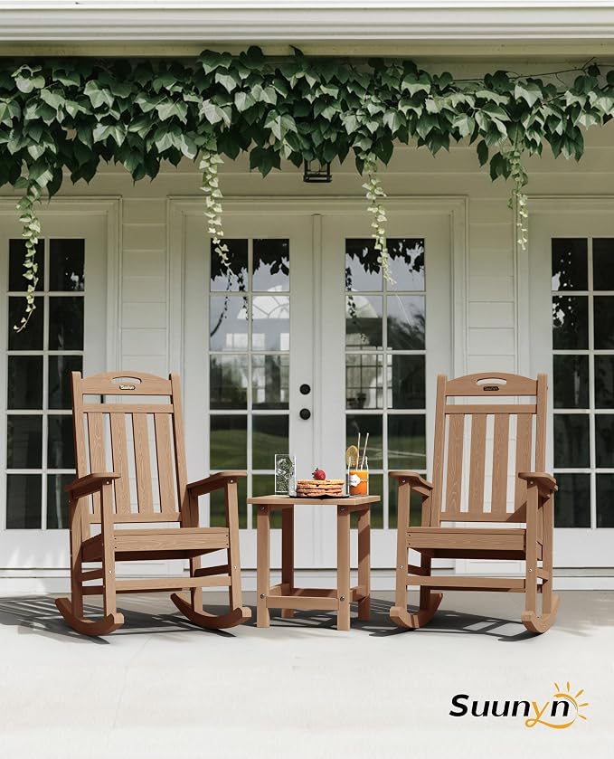 Oversized Rocking Chair Outdoor, High Back Porch Rocker Chair, HDPE All Weather - Image 2