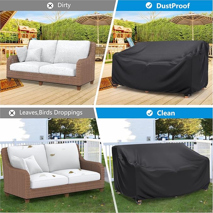 Heavy Duty Patio Sofa Cover Waterproof, Mrrihand 2-Seater Outdoor Sofa Loveseat - Image 5