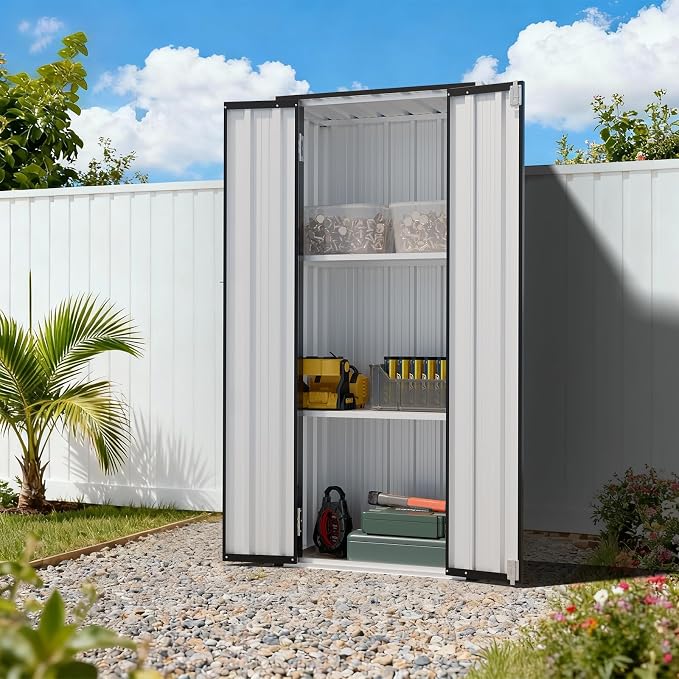 Aoxun 2.5’x1.5’ Outdoor Storage Cabinet, Outdoor Metal Storage Shed - Image 7
