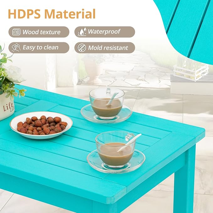 LUE BONA Outdoor Coffee Table Rectangle, 42.5" HDPS Patio Coffee Tables - Image 5