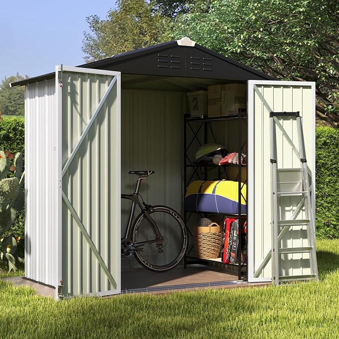 Patiowell 6x4 FT Outdoor Storage Shed, Garden Tool Storage Shed - Image 3