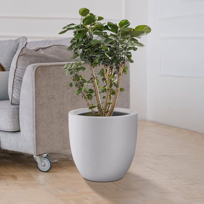 Kante 10 Inch Dia Round Concrete Planter, Indoor Outdoor Large Plant Pot - Image 3
