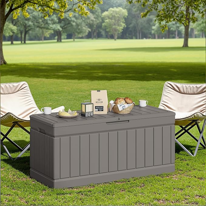 JUMMICO 78 Gallon Outdoor Deck Box Large Resin Storage Box - Image 7
