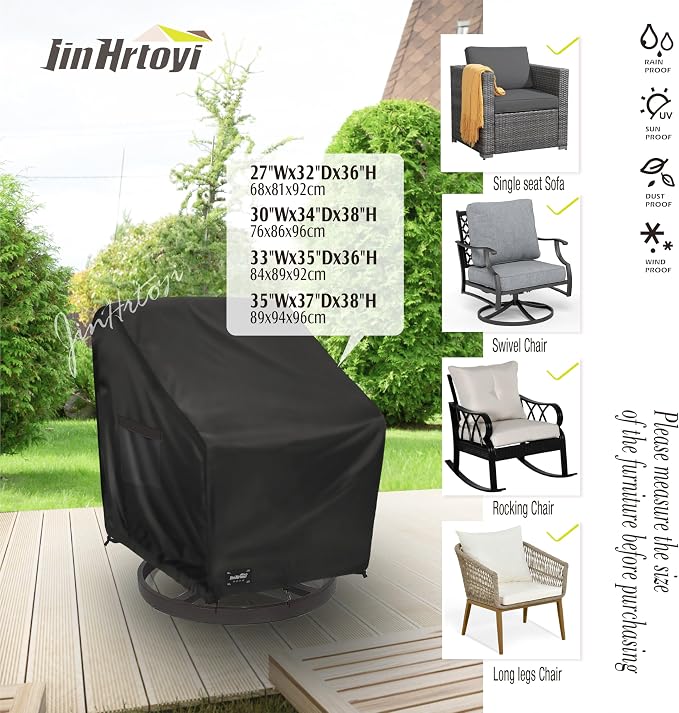 JinHrtoyi Outdoor Chair Covers 2 Pack, 35Wx37Dx38H inches Patio Chair Cover - Image 3